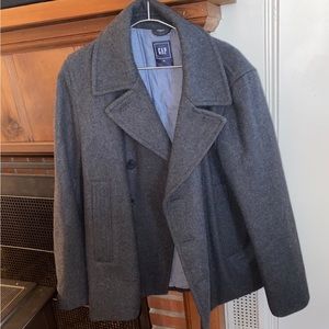 Dark grey short peacoat